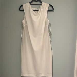 Tahari White Embellished Mini Dress